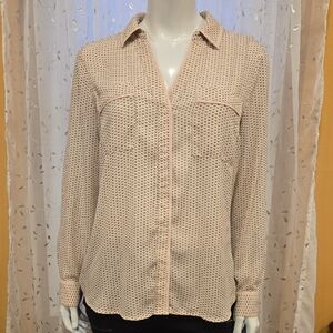 Candie's Cream Blush Pink And Navy Button-Front Shirt
